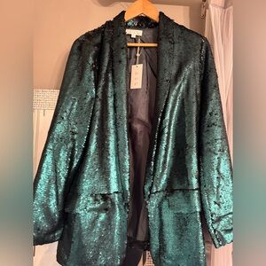 Zara Emerald Green Sequin Blazer